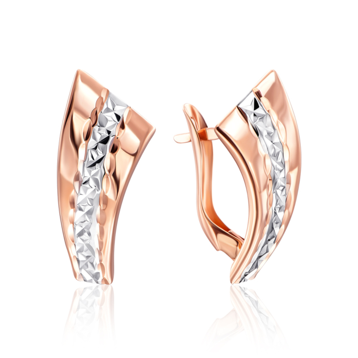 Золотые серьги с алмазной гранью. Артикул 02918-5/01/3