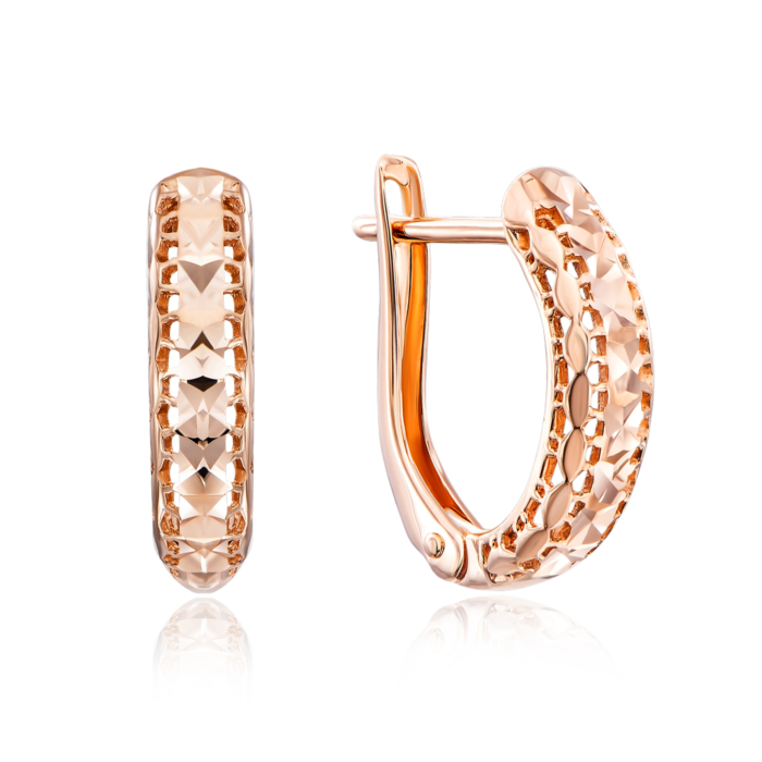 Золоті сережки з алмазною гранню. Артикул 21048/01/2