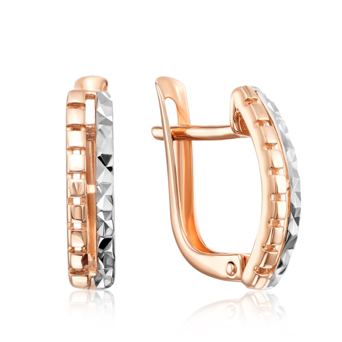 Золотые серьги с алмазной гранью. Артикул 22440/01/3