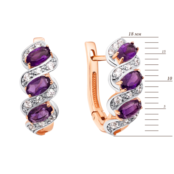 Золотые серьги с аметистом и фианитами (540027/01/1/5371)