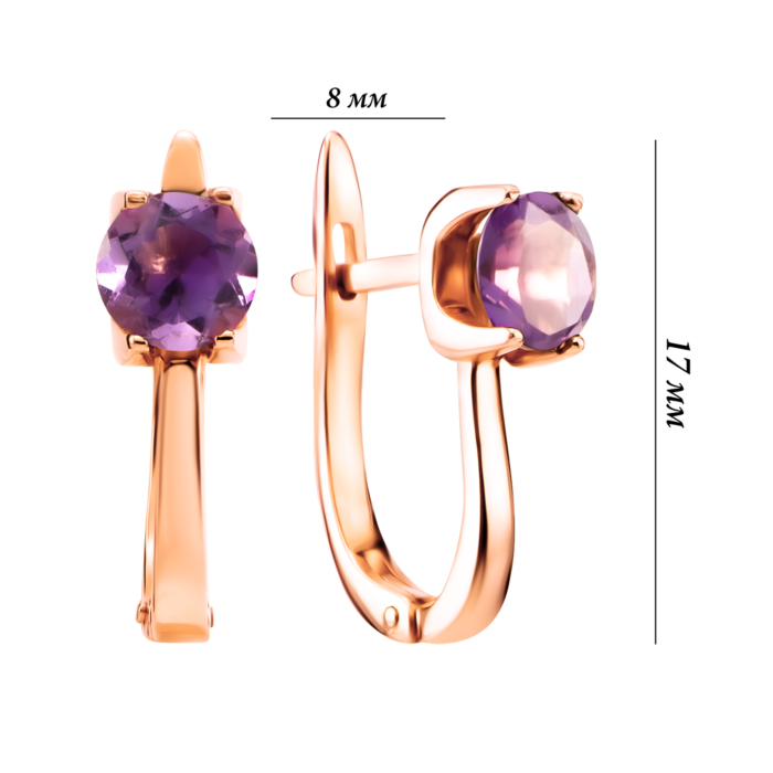 Золоті сережки з аметистом. Артикул UG5С4179 амт