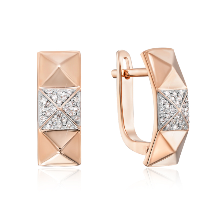 Золоті сережки з діамантами. Артикул 520013/01/1/9894