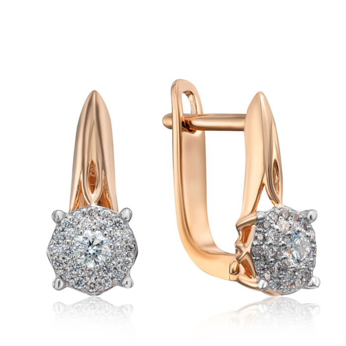 Золотые серьги с бриллиантами. Артикул 520108/01/1/10443