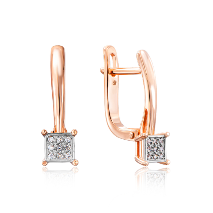 Золоті сережки з діамантами. Артикул 807018/14/1/8007