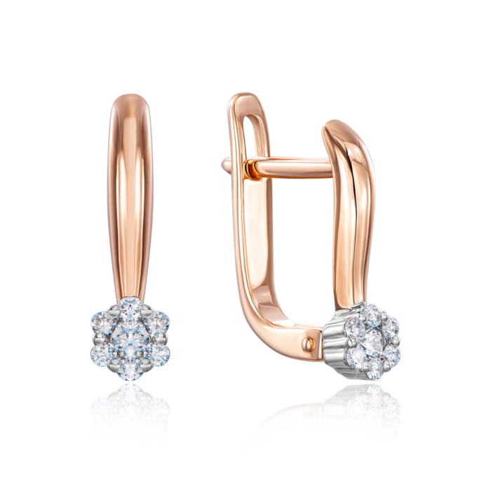 Золоті сережки з діамантами. Артикул 807023/14/1/9082