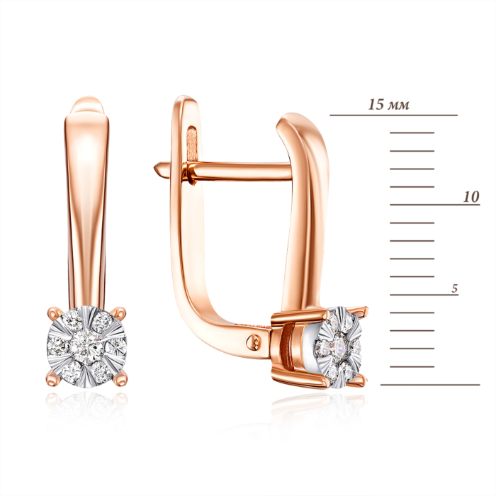 Золоті сережки з діамантами. Артикул 807038/14/1/9082