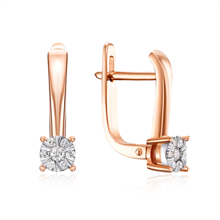 Золоті сережки з діамантами. Артикул 807038/14/1/9082