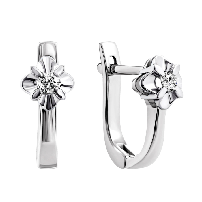 Золоті сережки з діамантами.Артикул UG5880244-С бел
