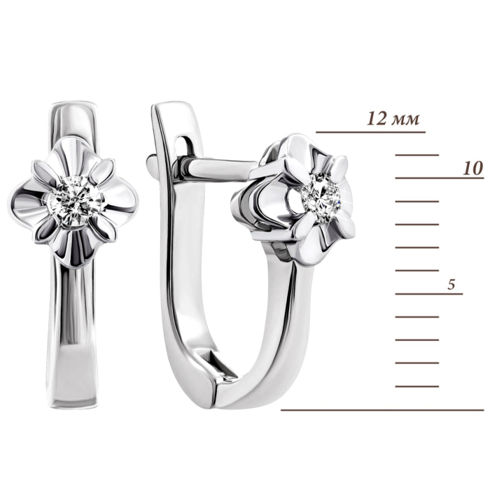 Золоті сережки з діамантами.Артикул UG5880244-С бел