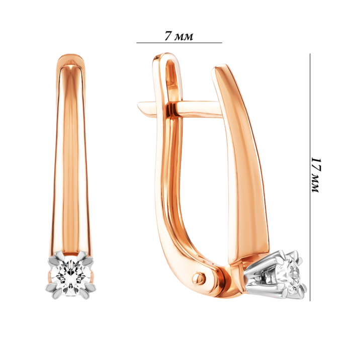 Золоті сережки з діамантом. Артикул UG5С2726