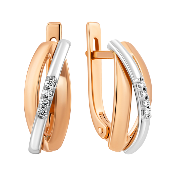 Золоті сережки з діамантами.Артикул UG5СВ1459.00100н