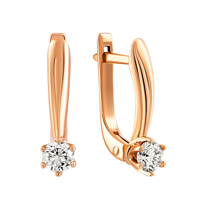 Золотые серьги с бриллиантом.Артикул UG52191249201