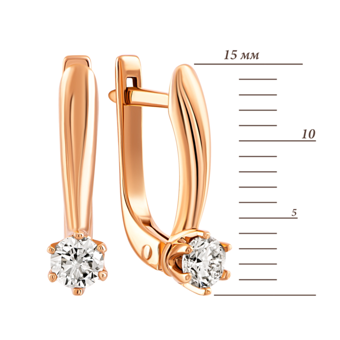 Золотые серьги с бриллиантом.Артикул UG52191249201