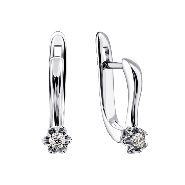 Золотые серьги с бриллиантом. Артикул UG5880113-С бел