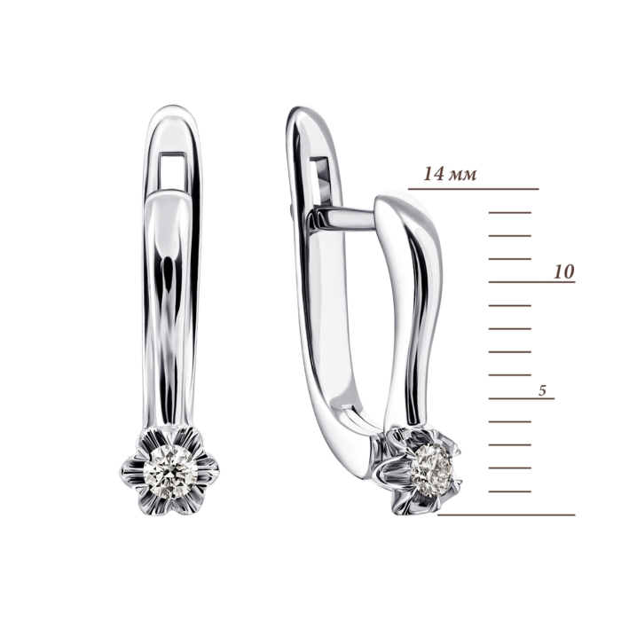 Золотые серьги с бриллиантом. Артикул UG5880113-С бел