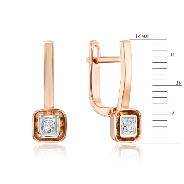 Золоті сережки з діамантом. Артикул 520017/14/1/8031