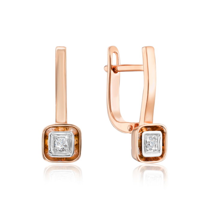 Золоті сережки з діамантом. Артикул 520017/14/1/8031