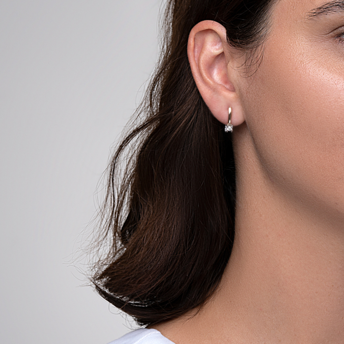 Золотые серьги с бриллиантом. Артикул 53858-1/14/1/8556