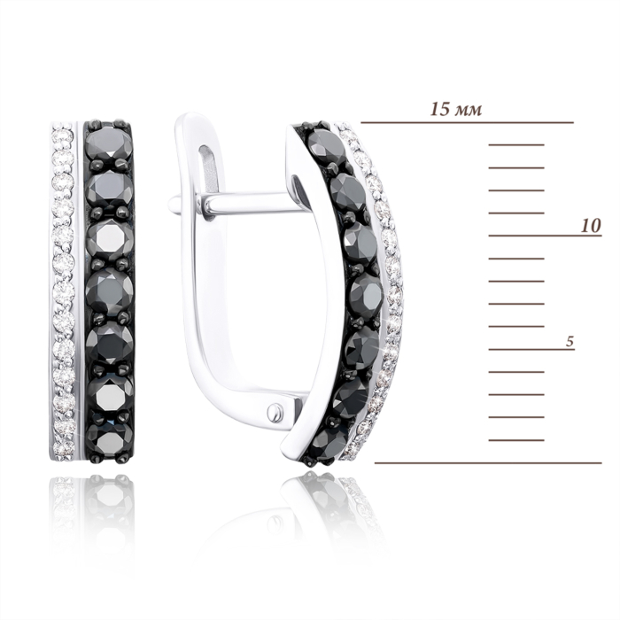 Золоті сережки з чорними діамантами. Артикул 520003/02/1/8454