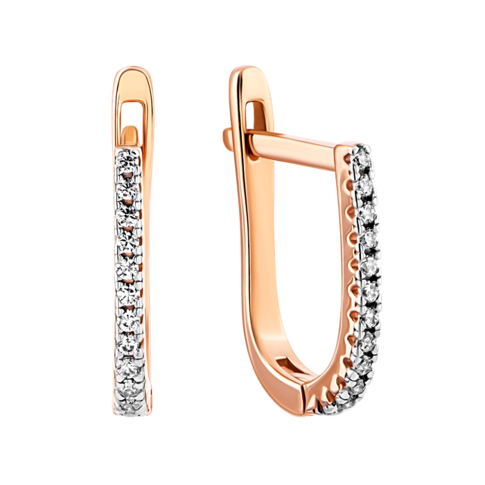 Золоті сережки з фіанітами.Артикул UG5110850