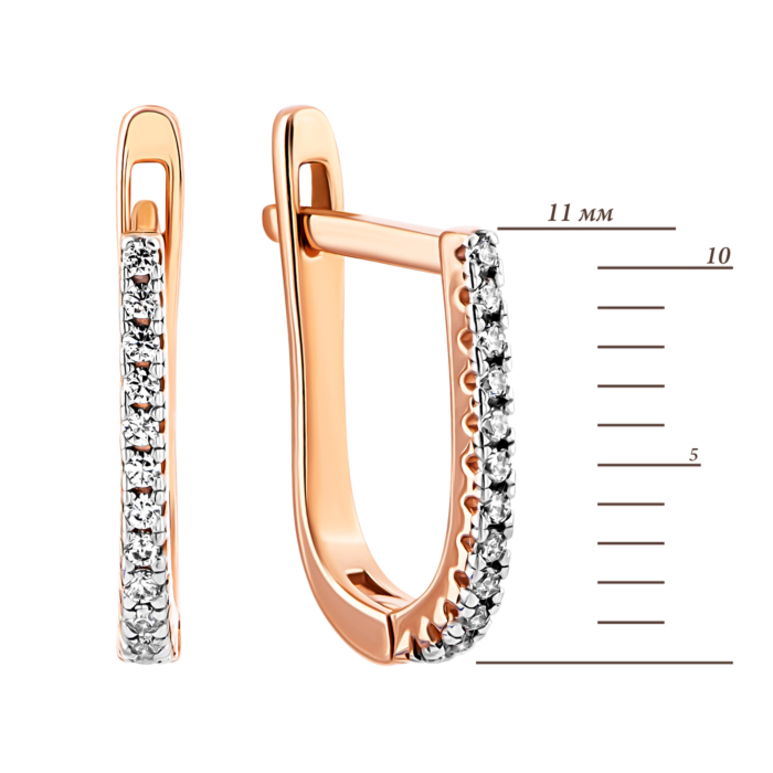 Золоті сережки з фіанітами.Артикул UG5110850