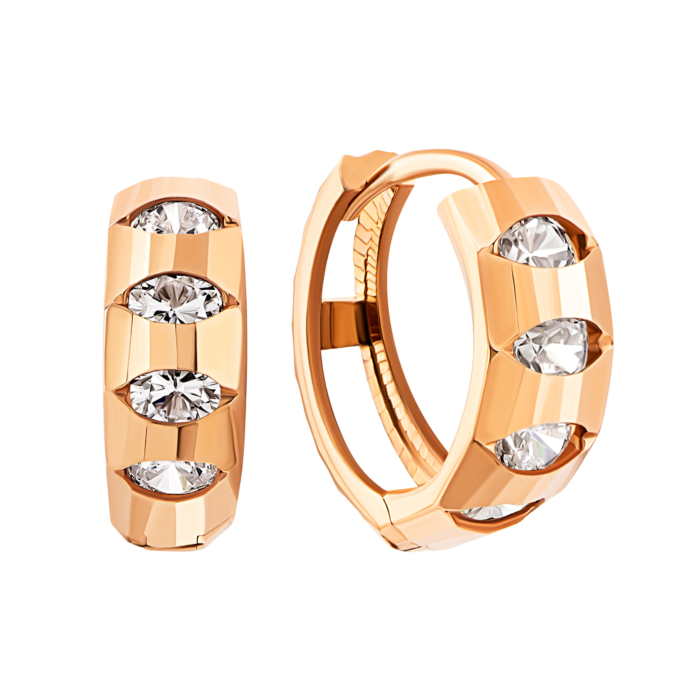 Золоті сережки-конго з фіанітами.Артикул UG52/40/045