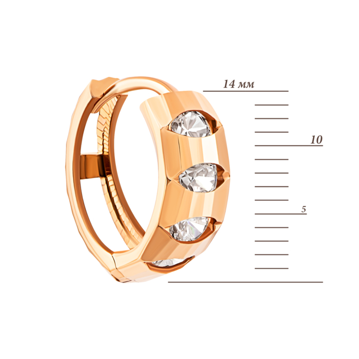 Золоті сережки-конго з фіанітами.Артикул UG52/40/045