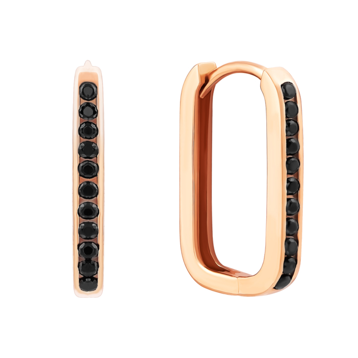 Золотые серьги-конго с фианитами.Артикул UG52/40/068