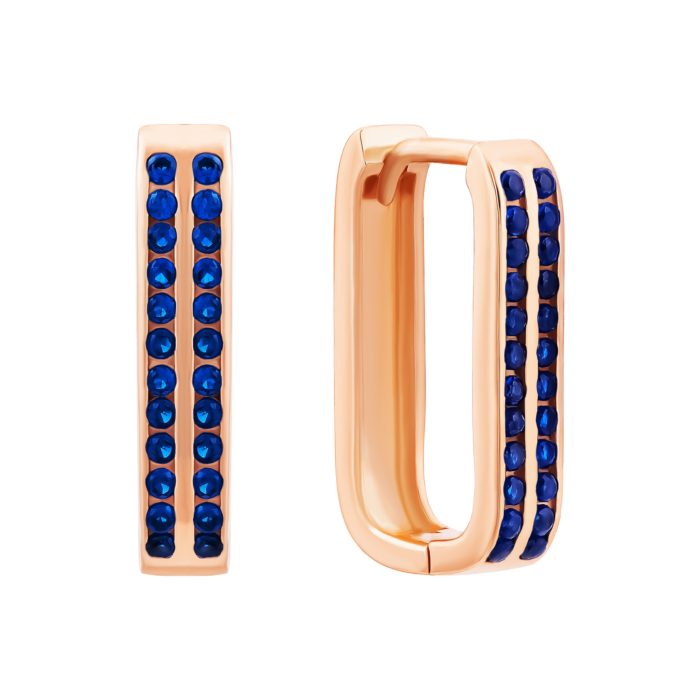 Золотые серьги-конго с фианитами.Артикул UG52/40/069