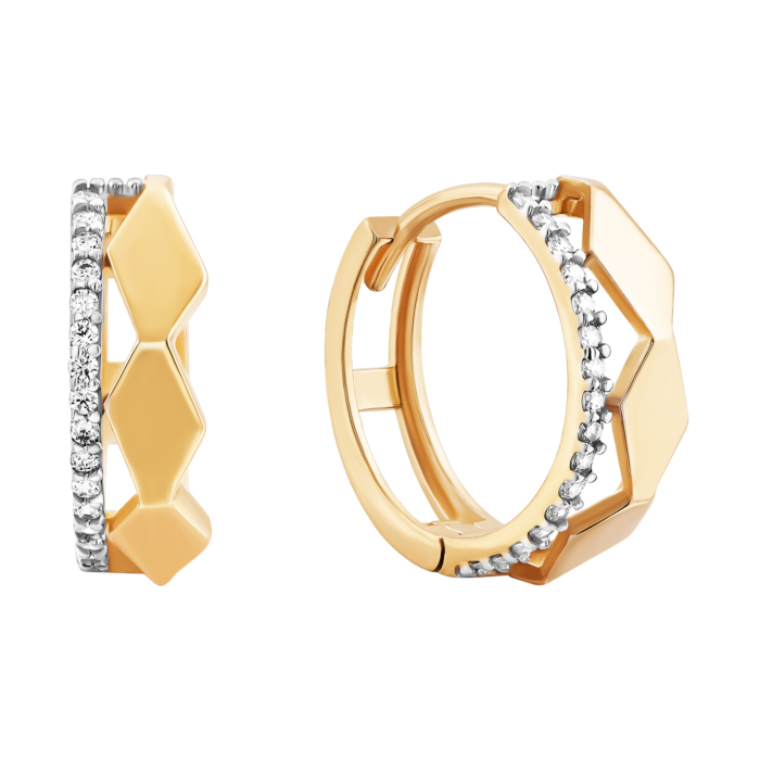 Золоті сережки-конго з фіанітами.Артикул UG52/40/070лб