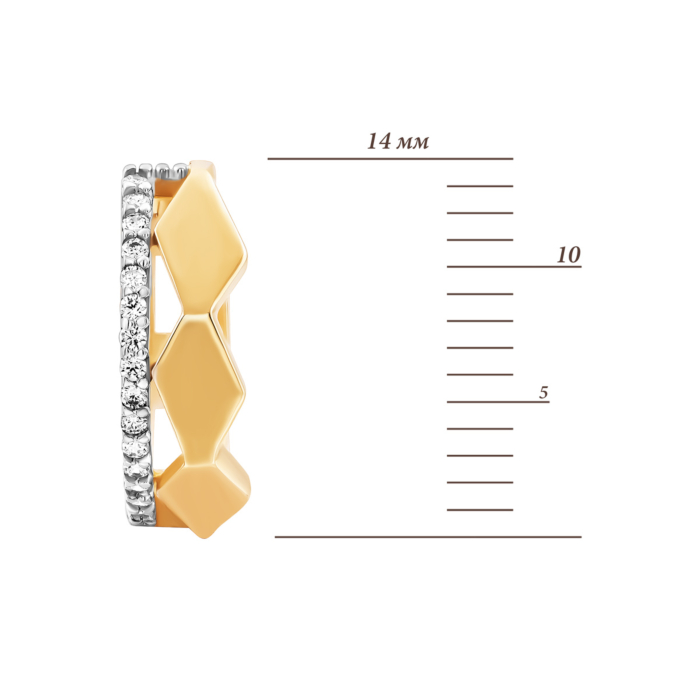 Золоті сережки-конго з фіанітами.Артикул UG52/40/070лб