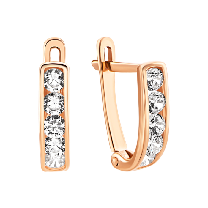 Золоті сережки з фіанітами.Артикул UG5200003/01/00/0006