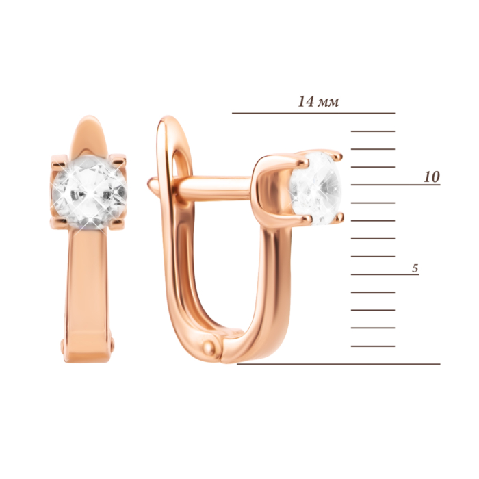 Золотые серьги с фианитами.Артикул UG521/0134/00/01/01