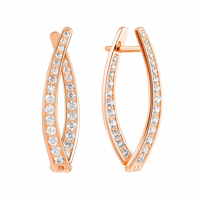 Золотые серьги с фианитами.Артикул UG521/0244/00/01/01