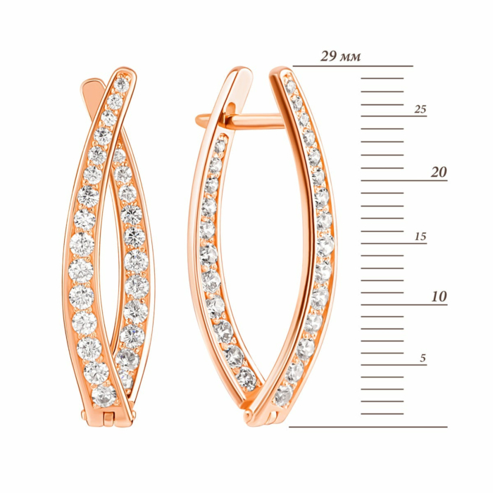 Золотые серьги с фианитами.Артикул UG521/0244/00/01/01