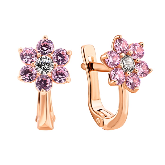 Золоті сережки з фіанітами.Артикул UG5210258210102