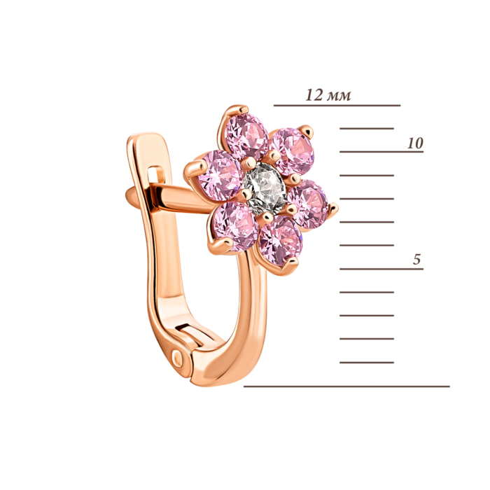 Золоті сережки з фіанітами.Артикул UG5210258210102