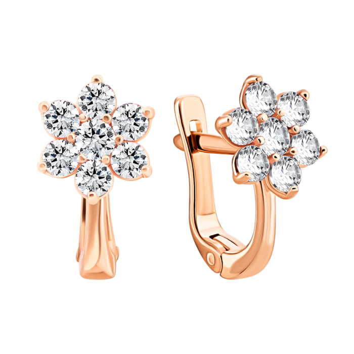 Золоті сережки з фіанітами.Артикул UG5210258210103