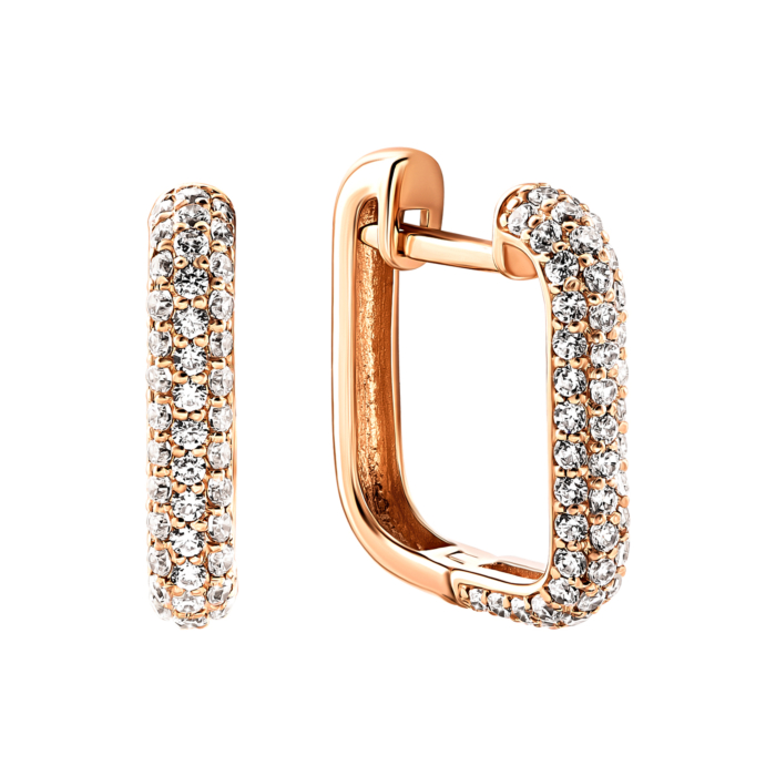 Золотые серьги-конго с фианитами.Артикул UG5210633110101