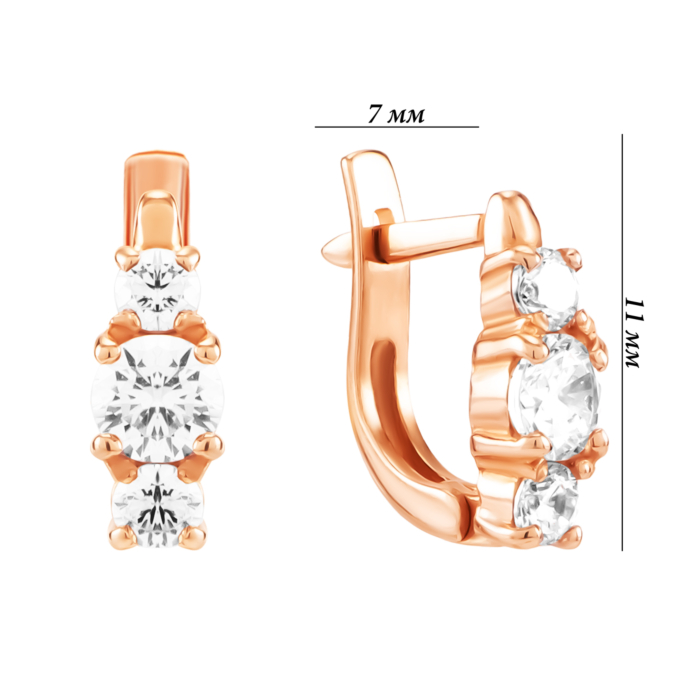 Золоті сережки з фіанітами. Артикул UG5210835310101