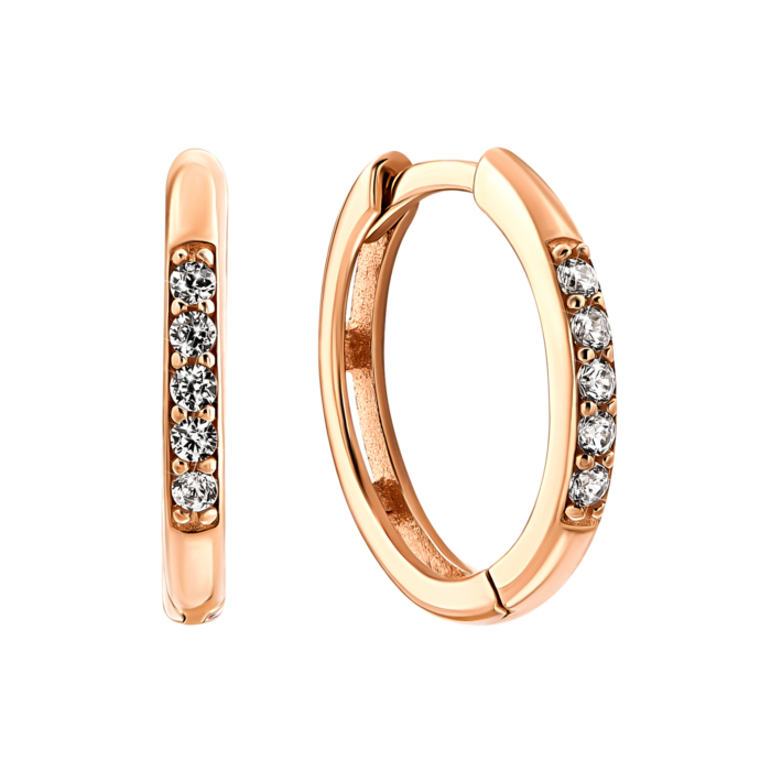 Золоті сережки-конго з фіанітами.Артикул UG5210856210101