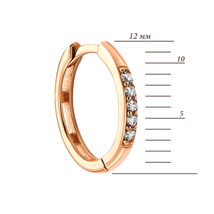 Золоті сережки-конго з фіанітами.Артикул UG5210856210101