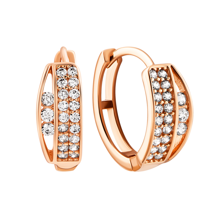 Золоті сережки-конго з фіанітами.Артикул UG52111011601