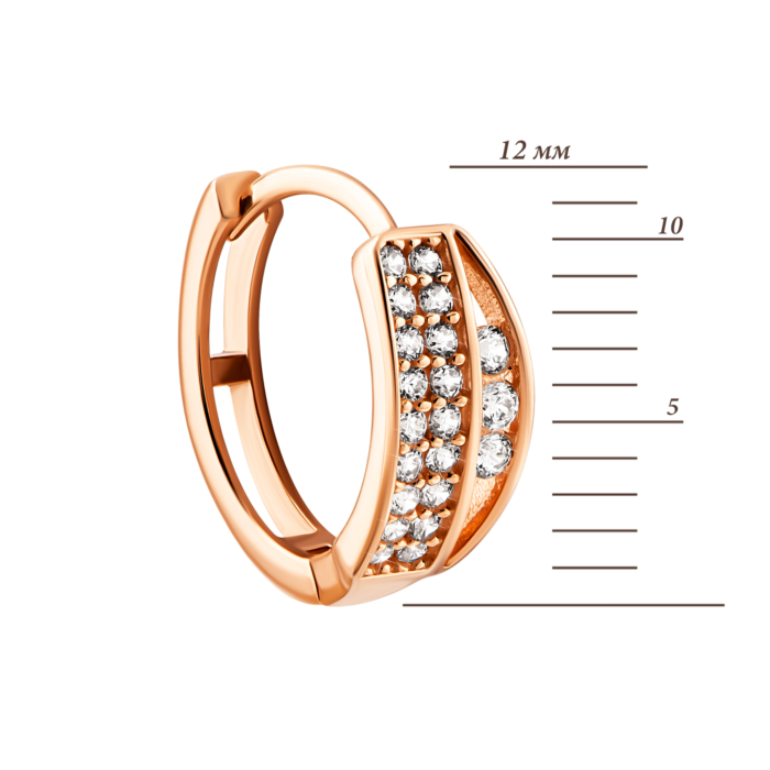 Золоті сережки-конго з фіанітами.Артикул UG52111011601