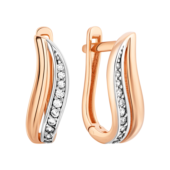 Золоті сережки з фіанітами.Артикул UG52111012804