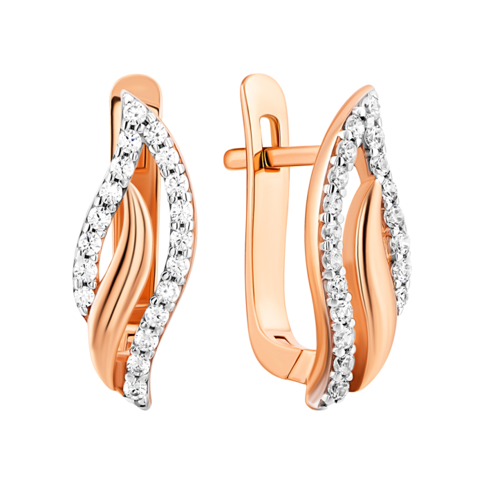 Золотые серьги с фианитами.Артикул UG52111013404