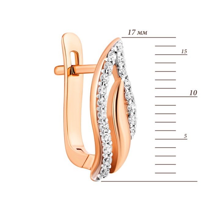 Золотые серьги с фианитами.Артикул UG52111013404