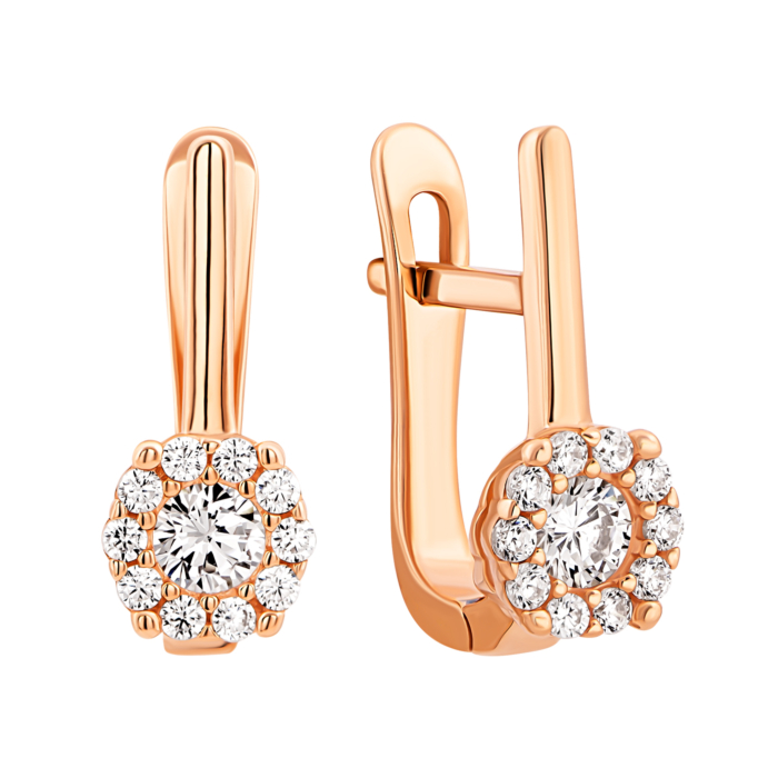 Золоті сережки з фіанітами.Артикул UG52111013701