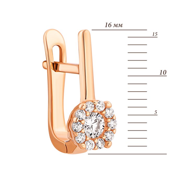 Золоті сережки з фіанітами.Артикул UG52111013701