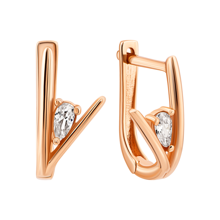 Золотые серьги с фианитами.Артикул UG52111020101